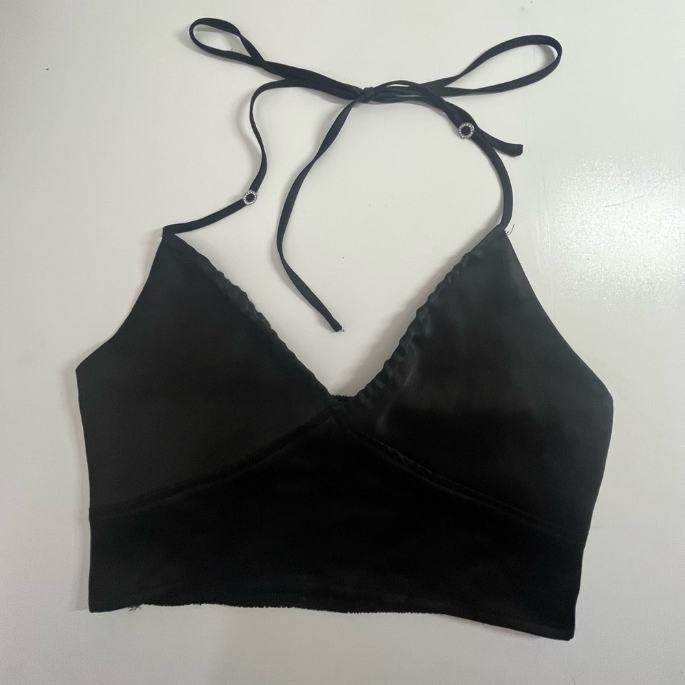 Garage Black Satin halter top